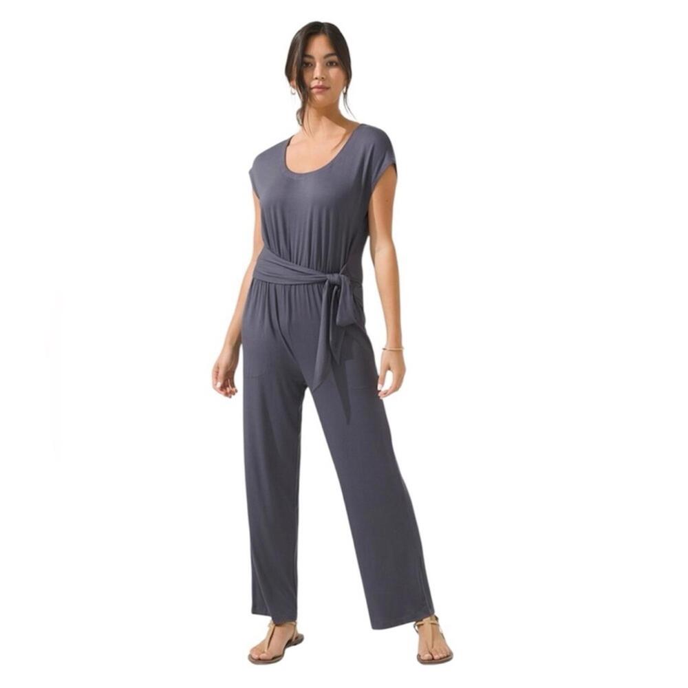 NWT Soma Tie Front Crop Jumpsuit in Gray Ink Size SR Small Regular